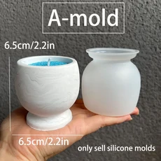 도형 석고상 소묘 와인 유리 모양의 양초 용기 금형 DIY 콘크리트 냄비 즙이 많은 화분 석고 캔들 홀더 시, 02 A-mold