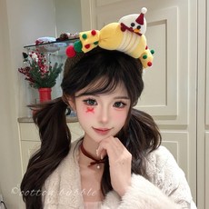 毛絨星星雪人聖誕節髮箍 麋鹿糖果洗臉頭箍 可愛拍照髮飾 (日韓原創), 1個, 聖誕糖果毛球髮箍