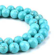 2-16mm 라운드 광택 루즈 원석 비즈 HAAMIIQII 35pcs 10mm Natural Blue Turquoise Stone Beads Round Loose Gemstone, 미정, 10mm 35pcs