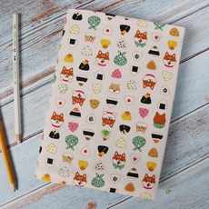 柴犬飯糰書衣書套，可調式布書衣，適用A6 A5 B6 50K 25K 32K 20K 16K, 1個