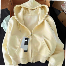 캐주얼 여성 크롭 후드집업 루즈핏 데일리 맨투맨 간절기