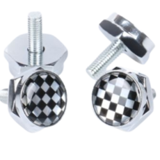 車用牌照螺絲 德國國旗款, 黑白格, 1套