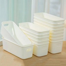 책상 팬트리 옷장 키친 욕실정리 슬림형 PP 수납바스켓 다용도 정리함 10P, 단품, 화이트, 1단
