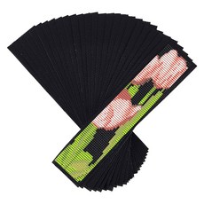 25개 십자수용 14T 면 책갈피 직사각형 검정색 244x50x0.6mm, 검은색