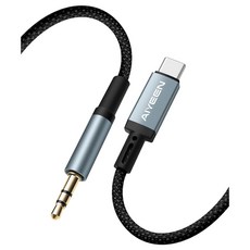 타입C to 3.5mm 오디오 케이블 1M 나일론 편조 Hi-Fi DAC칩 내장 플러그앤플레이 헤드폰/자동차 AUX/노트북 호환, 1개, 딥 그레이, Type to 3.5mm
