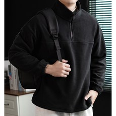 [그립] 남자 빅사이즈 베이직 후리스 무지 반집업 맨투맨