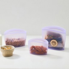 SILIPOT 白金級矽膠夾鏈袋 可立放 FDA安全認證 韓國製造, 1個, 薰衣草紫