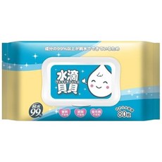 水滴貝貝 超厚純水柔濕巾, 80張, 1包