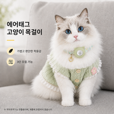 고양이 에어태그 목걸이 보호케이스 조절가능 안전버클 분실방지 추적용, 1개, 그린