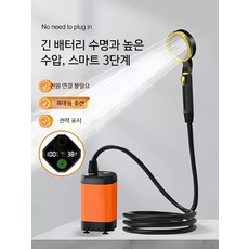 휴대용 캠핑 샤워기 이동식 전기 충전식 야외 간이 샤워기 여행용 필터 포함, 1개, F_충전식 3단계 압력 샤워기 블루