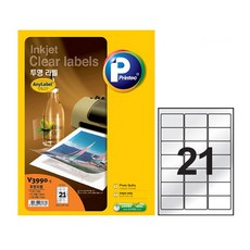 프린텍 A4 라벨지 애니라벨 V3990-5 투명 21칸 5매 잉크젯용, 단품