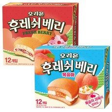 오리온 후레쉬베리 2종 (딸기+복숭아) 336g(12개입), 1세트, 336g
