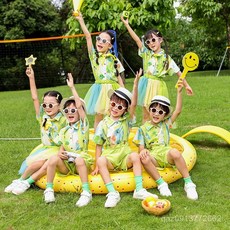 兒童啦啦隊服裝 臺灣出貨 小學生運動會表演服 幼兒園畢業照服 舞蹈班服裝