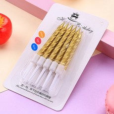 샹들리에 초 예쁜 홈 파티 생일초 생일파티용품 케이크캔들, 7. 트위스트캔들 골드