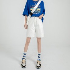 여성용 트렌디 데님 5부 청반바지 하늘비즈 A10 K673L258