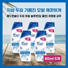 지성 두피 기름진 모발 깨끗하게 헤드앤숄더 두피 토탈 솔루션(딥 클린) 여행용 휴대용 샴푸, 5개, 80ml