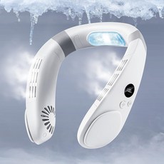 홈플러스 쿨링 넥 선풍기 2in1 휴대용 에어컨 4400mAh 대용량 웨어러블 무선 목걸이 네이비 블루, Snow