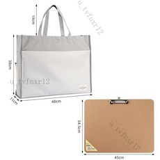 A4橫款文件夾板 50張素描紙 160g 290*210mm, A3-D6010+灰色-牛津佈收納袋, 1個