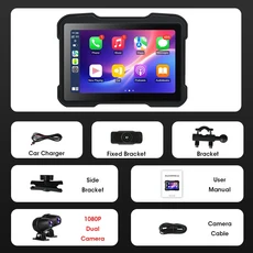 Jansite 5'' 오토바이 네비게이션 디스플레이 화면 무선 안드로이드 디지털 대시보드 IP67 듀얼 블루투스, 02 128GB, 02 B-Carplay DVR