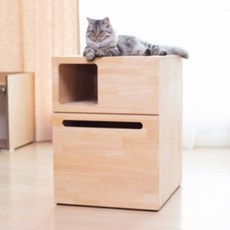 힐링타임 복층형 원목 고양이화장실 (WT-004), 1개