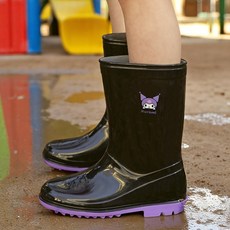 산리오 쿠로미 아동 장화 반투명 레인 부츠 신발 캐릭터 어린이 주니어 아이 미끄럼 방지 퍼플