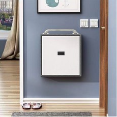 折疊換鞋凳 掛墻式超薄換鞋凳 壁掛椅 隱形凳 隱蔽凳子 折疊凳 玄關隱形腳凳 穿鞋凳 B61K, （灰色框+白色面）帶扶手, 1個