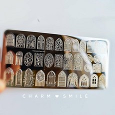 네일 템플릿 만화 캐릭터 스탬핑 플레이트 프렌치 라인 기하학 꽃 잎 동물 이미지 스테인레스 스틸 아트 스텐실, 옵션31) CJT-077, 1개