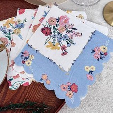 오릴리 파티 플라워 접대용 디자인 냅킨 엣지컷 라운드 플라워믹스, 1세트, 16개입, S 24cm