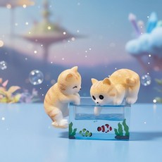 피규어 고양이 세트 어항, 본상품