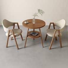 소형 심플 업소용 원형 티테이블세트 2인용 카페 편의점 의자 탁자, 600mm, F10