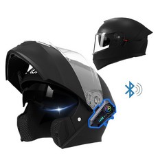 초경량 블루투스 착용 가능 풀페이스 시스템 오토바이 헬멧, 무광블랙