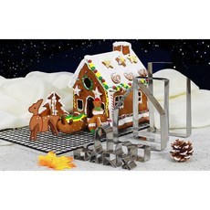 大祺百貨 3D立體不銹鋼餅乾模 薑餅屋10件組，輕鬆製作可愛造型餅乾，不銹鋼材質安全耐用，烘焙新手也能快速上手, 1個