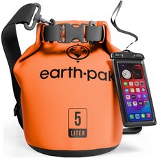 Earth Pak 방수 드라이 백팩 서바이벌, 5L, 주황색