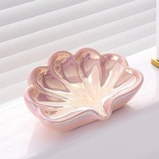 욕실 인테리어 펄 세라믹 비누 받침대 케이스, 핑크, 1개