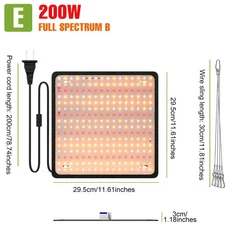 200W 풀 스펙트럼 성장등 LED 퀀텀 보드 식물 보조등 220V 온실 텐트 채소 꽃 재배 조명 미국/유럽 플러그, 02 US plug, 01 200W Full Spectrum B, 01 LED 칩
