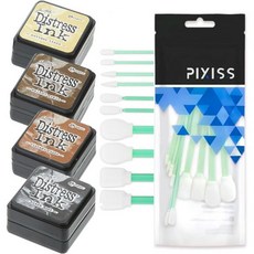 팀 홀츠 디스트레스 옥사이드 잉크 패드 및 픽시스 폼 블렌딩 브러시 도구 - 1인치 x 1인치 스탬프 패드 앤티크 리넨 빈티지 포토 월넛 스테인 블랙 수트 카드 제작 도구