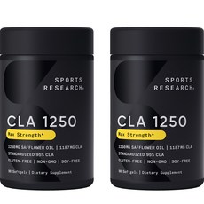 SPORTS RESEARCH Max Potency 95% CLA 1250mg 軟膠囊, 2個, 90入, 90錠
