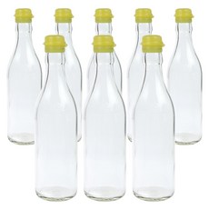 가인글로벌 투명 기름병350 + 코벤트캡 노랑 유리병 참기름병 용기, 8개, 350ml