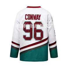 화이트 덕 아이스 하키 저지 영화 버전 번호 96 99 홈 유니폼 스포츠웨어 무술 세트 ( 본토), Medium, White, 06 XXL 사이즈