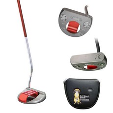 mega站立式推桿，紅色桿身，土撥鼠造型桿頭套，CNC精準銑削，提升推桿準確性, 32吋, 68度