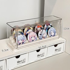 桌面亞克力徽章陳列架 透明防塵階梯展示櫃 吧唧穀子收納架, 1個, 白色-吧唧展示盒