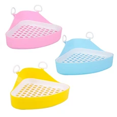 三角便盆 倉鼠兔子天竺鼠適用 籠內角落清潔便器 多色可選, 藍色, 1個