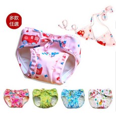 Flamewing專業嬰兒防水游泳褲 玩水褲 尿布褲 嬰兒泳褲 防漏尿布褲 游泳尿布, 1個, 白底蝴蝶花防水泳褲,M