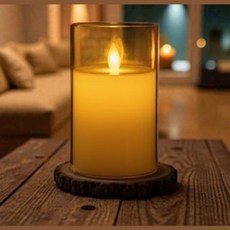 LED초 글라스 캔들 앰버 15cm, 1개, 100g, 무취