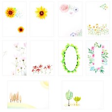 따쟁이공방 수채화 감성 Flower 엽서세트 10매입 sta72959lM