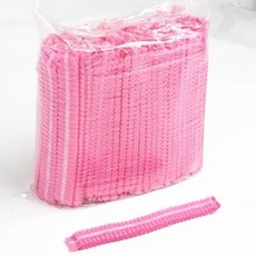 臺南出貨 一次性無紡布條形帽 網帽 廚房餐飲頭套 車間衛生帽 防塵防掉髮, 1個, （常規19粉色.）2個