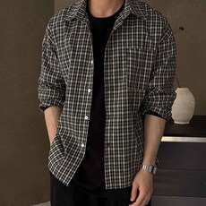 XL-2XL 레온 고방 체크 긴팔셔츠 남자빅사이즈 남방 블루 블랙