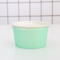 一次性紙碗 燙金加厚 生日派對小吃碗, 紙碗綠色10個+蓋, 1個