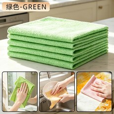 彩色魔力抹布 不沾油洗碗巾 加厚吸水廚房用 無痕清潔布 玻璃擦拭專用+绿色-GREEN+彩色魔力抹布20*30cm【裸片】, 1個, 绿色-GREEN:彩色魔力抹布20*30cm【裸片】