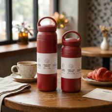 SUSUON 스텐 손잡이 텀블러 경량 텀블러 350/500ml, 1개, 350ml, 레드와인